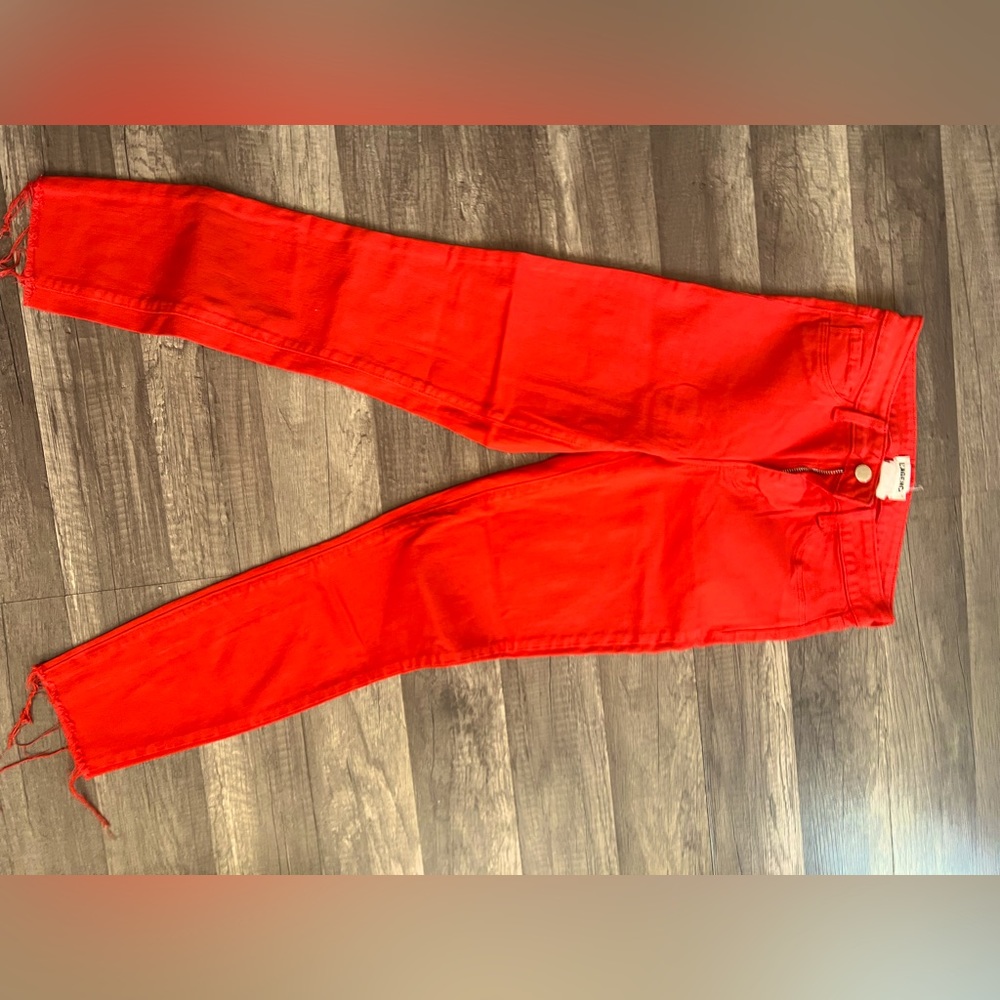L’AGENCE BRIGHT RED ANKLE SKINNY JEAN